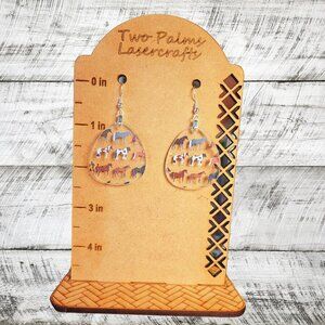 Horse Acrylic Earrings - Oblong Tear Drop